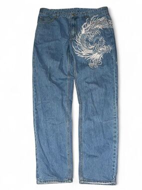 RARE GV Gallery Raspberry Hills Dragon Denim Jeans Size 38 (38x34)